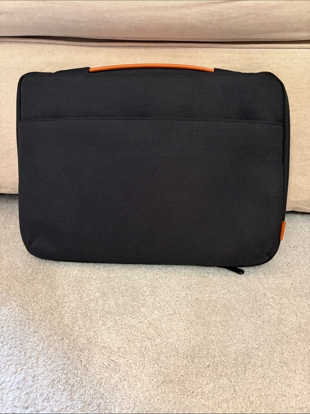 Men's Black Laptop Sleeve with Orange Accent - Protective Carry Case